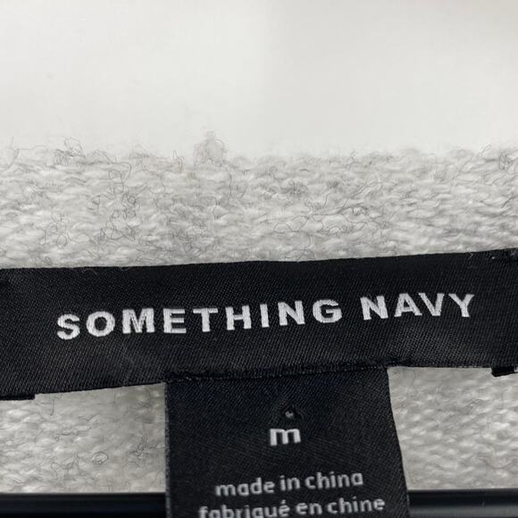 Something Navy V Neck Sweater Knit Cotton Wool Blend Light Gray Womens Medium - Picture 5 of 6